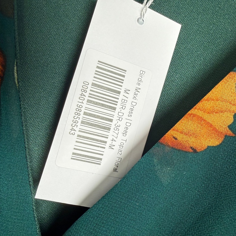 Baltic Born Birdie Maxi Dress Deep Topaz Floral M Teal Orange V-Neck NWT - Picture 4 of 10